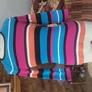 Lauren Ralph Lauren Multicolored Striped Ribbed Pullover 100% Cotton Shirt MED